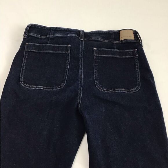 American Eagle Outfitters Dark Blue Flared Leg Jeans Patch Pocket Size 12 - Picture 6 of 12
